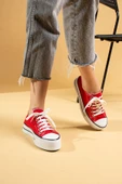 Pembe Potin Rahat Kalın Taban Keten Kadın Sneaker 10-9999-22 - 10