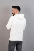 Slimfit Kapşonlu Erkek Spor Beyaz Sweatshirt - 5