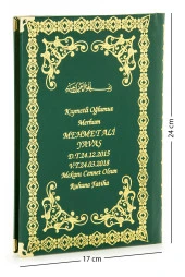 50 ADET - İsim Baskılı Ciltli Yasin Kitabı - Orta Boy - 176 Sayfa - Yeşil Renk - Mevlid Hediyeliği thumbnail 1