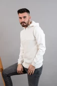 Slimfit Kapşonlu Erkek Spor Beyaz Sweatshirt - 3