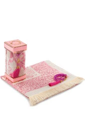 Seccadeli İnci Tesbihli Pencereli Kutulu Set Pembe Renk thumbnail 1