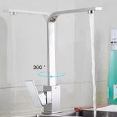 KROM KARE GÖVDE EVYE BATARYASI YENİ MODEL AÇ KAPA MUTFAK MUSLUK PRİNÇ PASLANMAZ ARMATÜR GARANTİLİ - 2