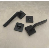 Rivax Anka Mat Siyah Zamak Kare Rozetli Wc Banyo Kapı Kolu 1 Takım thumbnail 3