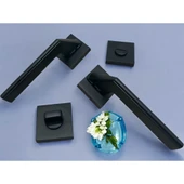 Rivax Anka Mat Siyah Zamak Kare Rozetli Wc Banyo Kapı Kolu 1 Takım thumbnail 2