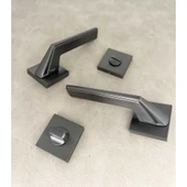 Rivax Anka Mat Antrasit Gri Zamak Kare Rozetli Wc Banyo Kapı Kolu 1 Takım thumbnail 3