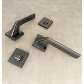 Rivax Anka Mat Antrasit Gri Zamak Kare Rozetli Wc Banyo Kapı Kolu 1 Takım thumbnail 2