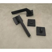 Rivax Anka Mat Siyah Zamak Kare Rozetli Wc Banyo Kapı Kolu 1 Takım thumbnail 1