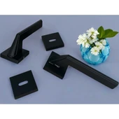 Rivax Anka Mat Siyah Zamak Kare Rozetli Oda Kapı Kolu 1 Takım thumbnail 2