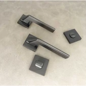 Rivax Anka Mat Antrasit Gri Zamak Kare Rozetli Wc Banyo Kapı Kolu 1 Takım thumbnail 1