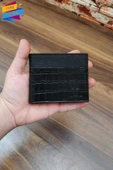 Erkek Cüzdan | Timsah derisi basklı | 10 Kart Cepli | Modern Tasarım | Siyah Renk - 1