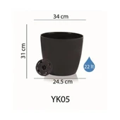 Omnipazar SO-YK05 Yakut Saksı Takımı Separetörlü 22 Lt 3 Adet Siyah - 2