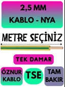 Öznur 2,5 MM NYA Kablo Metre Seçenekli (Sarı-Yeşil) - 1