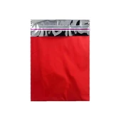 30x35 cm Kırmızı Renk Bantlı Lüks Metalize Hediyelik Poşet (50 Adet) - 3