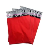 25x35 cm Kırmızı Renk Bantlı Lüks Metalize Hediyelik Poşet (50 Adet) - 2