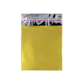 25x35 cm Altın Renk Bantlı Lüks Metalize Hediyelik Poşet (50 Adet) - 2