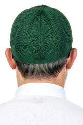 Berra Çelik Örme Dantel Namaz Takkesi Yeşil 1 Adet thumbnail 3