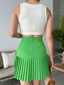Altı pliseli mini etek yeşil s24705 thumbnail 2