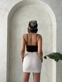 Önü büzgülü etek bej s24222 thumbnail 4