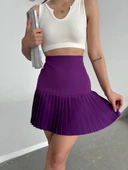 Altı pliseli mini etek Mor s24705 thumbnail 3