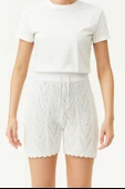 Sarı Gri Yazlık Örgü Beyaz Şort - 1