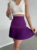 Altı pliseli mini etek Mor s24705 - 3