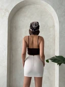 Önü büzgülü etek bej s24222 thumbnail 4