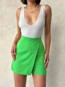 Kapaklı şort etek yeşil s24901 - 1