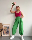 Şalvar pantolon yeşil s23202 thumbnail 2