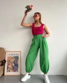 Şalvar pantolon yeşil s23202 - 2