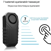 Uzaktan Kumandalı 113dB Bisiklet Motosiklet Alarmı Su Geçirmez SOS Fonksiyonu 7 Seviye Hassasiyet - 4
