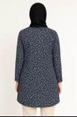 Lacivert Çiçek Desenli Tesettür Tunik - 2