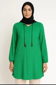 Yeşil Bağcıklı Sade Tunik - 1