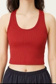 Sıfır Kol Crop Tişört (Kırmızı) - 1