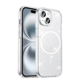 iPhone 14 Kılıf Kablosuz Şarj Özellikli Parlayan Simli Saydam Renkli Maris Kapak thumbnail 1