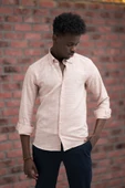 Slimfit Hasır Dokuma Yaka Düğmeli Slimfit Gömlek thumbnail 3