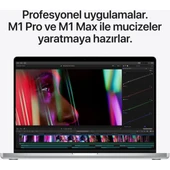 MacBook M1 Pro Çip 16GB 1TB SSD macOS 14" QHD Taşınabilir Bilgisayar Gümüş MKGT3TU/A thumbnail 6