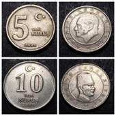 Escoines Koleksiyon 39963687c687ad00af 2005/2006/2007/2008 5-10 Yeni Kuruş Tam Set Eski Madeni Para - 1