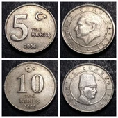 Escoines Koleksiyon 39963687c687ad00af 2005/2006/2007/2008 5-10 Yeni Kuruş Tam Set Eski Madeni Para - 2