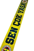Fenerbahçe Orijinal Sen Çok Yaşa Fenerbahçe Atkı  Hybrit Tükenmez Kalem Set Kanarya Baskı Ahşap Kutu thumbnail 7