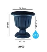 Omnipazar SO-N003 Nergiz Dekoratif Dış Mekan Saksı 47 lt Antrasit 3 Adet thumbnail 2