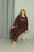 Moda Çizgi Welsoft Polar Kadın Büyük Beden Pijama Takımı 808041 - 4