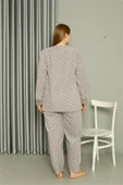 Moda Çizgi Welsoft Polar Kadın Büyük Beden Gri Pijama Takımı 808048 - 5