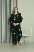 Moda Çizgi Welsoft Polar Kadın Büyük Beden Petrol Rengi Pijama Takımı 808045 thumbnail 3