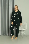 Moda Çizgi Welsoft Polar Kadın Büyük Beden Petrol Rengi Pijama Takımı 808045 thumbnail 2