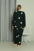 Moda Çizgi Welsoft Polar Kadın Büyük Beden Petrol Rengi Pijama Takımı 808045 thumbnail 5