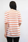 Çizgili Penye Tshirt Turuncu - 3