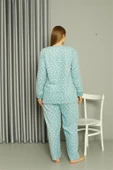 Moda Çizgi Welsoft Polar Kadın Büyük Beden Su Yeşili Pijama Takımı 808046 - 5