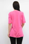 Moda Çizgi Zincir Aksesuarlı Tshirt Pembe - 3