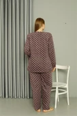 Moda Çizgi Welsoft Polar Kadın Büyük Beden Mürdüm Pijama Takımı 808048 thumbnail 5