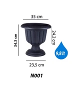 Omnipazar SO-N001 Nergiz Dekoratif Saksı 9,8 lt Antrasit 3 Adet thumbnail 2